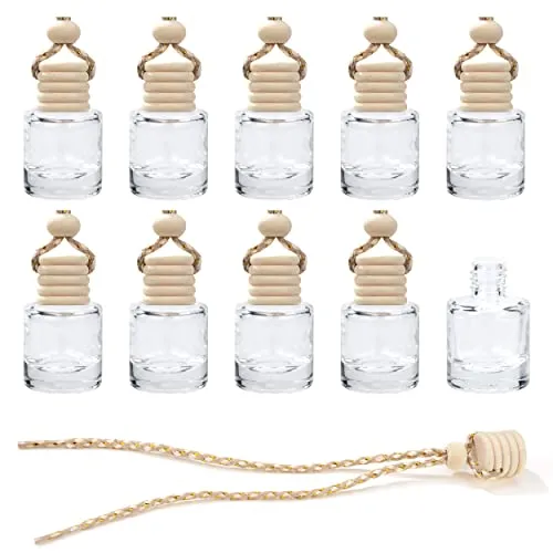 Auto-Lufterfrischer Parfümflasche 10 Stück 8ml Nachfüllbar Auto Parfüm Duft Diffusor Glas Flasche Aromatherapie ätherisches Öl Diffusor für Auto Zuhause Büro Parfüm Decor Zylindrisch