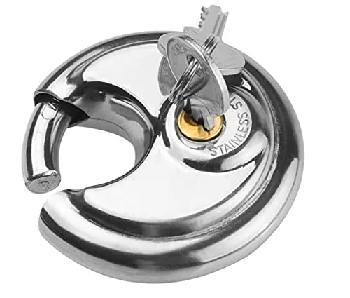 Rundschloss 70mm | Sicherheitsschloss mit 2 Schlüssel | Vorhängeschloss wetterfest - Edelstahl [rostfrei] | Auto Anhänger Kastenschloss | Hängeschloss für Außenbereich