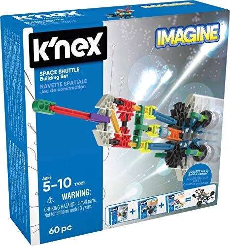 K'Nex Phantasie-Space Shuttle Spielzeug-Baukasten, Basic Fun, 17021, 60 Teile, pädagogisches Weltraum-Spielzeug für Kinder, geeignet für Jungen und Mädchen im Alter von 5-10 Jahren