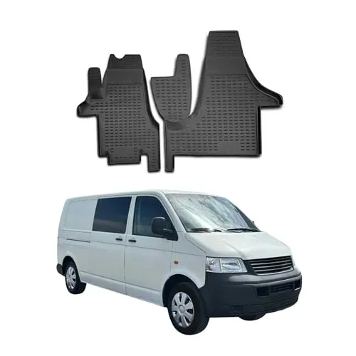 OMAC Gummimatten für VW Transporter T5 (2003-2015) - 2x - Passgenaues Fußmatten-Set aus langlebigem, wasserfestem TPE mit 3D-Anti-Rutsch-Technologie für optimalen Schutz und sichere Fahrt.