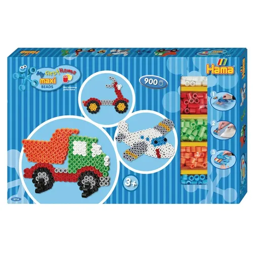 Hama Perlen 8716 Geschenkbox - ca. 900 bunte Maxi Bügelperlen, fördert Kreativität und Feinmotorik für Kinder ab 3 Jahren