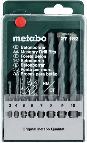 Metabo Beton-Bohrerkassette classic 8-teilig, 627182000 - 8-teiliges Set für präzises Bohren in Beton, ideal für Profis und Heimwerker, hergestellt in Deutschland.