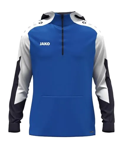 JAKO Unisex Zip-Hoodie Dynamic, royal/weiß/Marine, 3XL - Sportjacke aus 100% recyceltem Polyester, atmungsaktiv und ideal für kühle Tage beim Training oder Freizeit. Praktische Tasche für Stauraum und warme Hände.