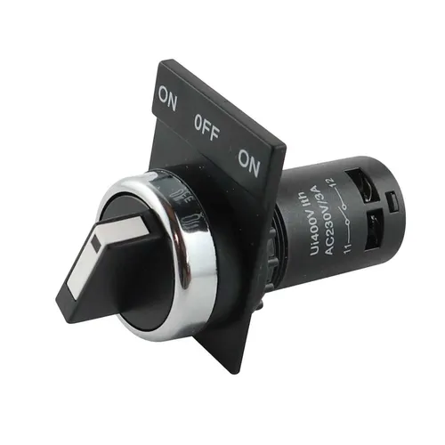 Einbau-Drehschalter, 30/22mm, 3A/230V~, Schraubklemmen, mit Schild, EIN/AUS/EIN