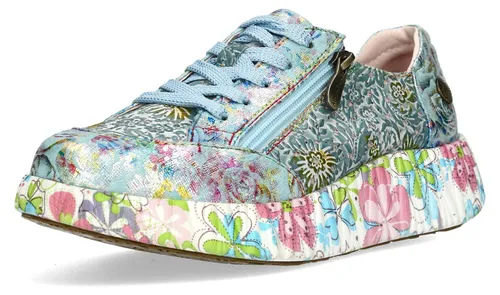 Laura Vita Sneaker Blau in Größe 41 - Elegante Damen Sneaker aus Leder und Textil in Blau Multi, mit komfortablem Leder-Innenfutter und praktischen Reißverschluss für einfaches An- und Ausziehen.
