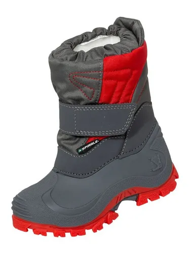 Spirale Jawa Kinderstiefel grau/rot Gr. 21 - Wasserdichte Kinderstiefel mit Fleecefutter und rutschhemmender Sohle, ideal für Schnee und Matsch. Flexibler Schaft mit reflektierendem Klettverschluss sorgt für optimalen Tragekomfort.