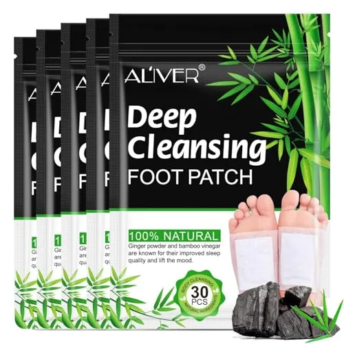 ALIVER Detox Fußmaske mit Bambusessig – 5-tlg. Fußpflege - Effektive Fußpflege mit Detox-Plastern, die feuchtigkeitsspendend wirken und für alle Hauttypen geeignet sind. Ideal zur Unterstützung der Pflege und Entspannung der Füße.