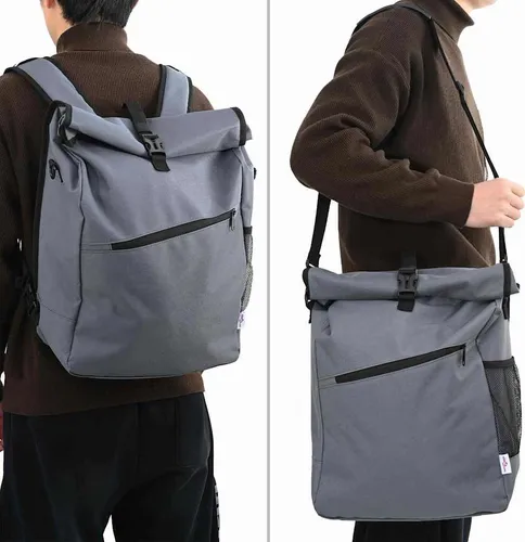 vidaXL Fahrradtasche Grau 33 x 16 x 48 cm - Fahrradtasche aus robustem, wasserabweisendem Polyester, ideal für Gepäckträger und Lenker – perfekt für alle Wetterbedingungen und organisiert deine Essentials stylisch.