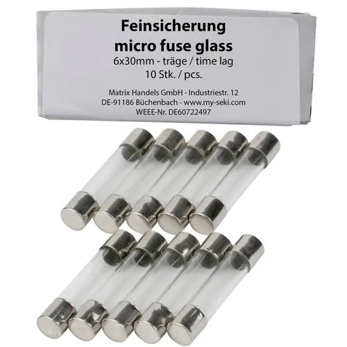 Stk. SeKi Feinsicherung 1,6A, 6x30mm, Träge - Glassicherung 10