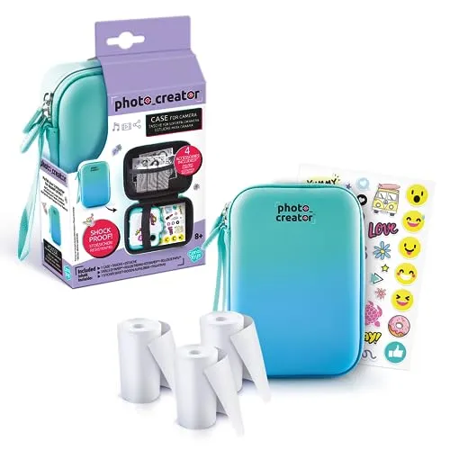 Canal Toys - Photo Creator CLK 012- Schutzhülle für Sofortbild-Digitalkamera, Aufbewahrungstasche für Instant-Kamera, Thermopapierdruck & Stickerbögen, Schützende Tragetasche, Blau