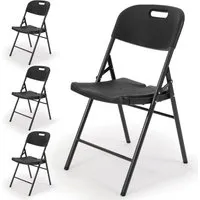Sekey Klappstuhl bis 150KG Schwarz Holzoptik 4er Set