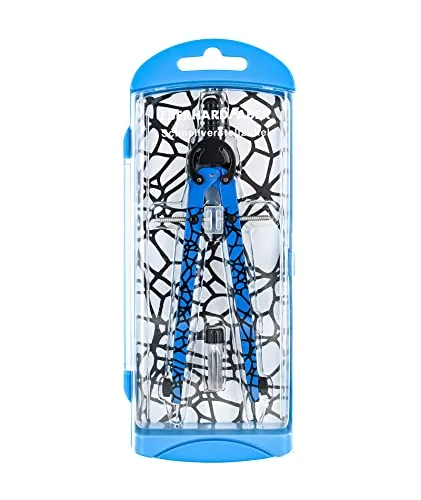 Eberhard Faber 571702 - Schnellverstellzirkel neon blau, Zirkel Set mit Ersatzteilen und Zirkelminen