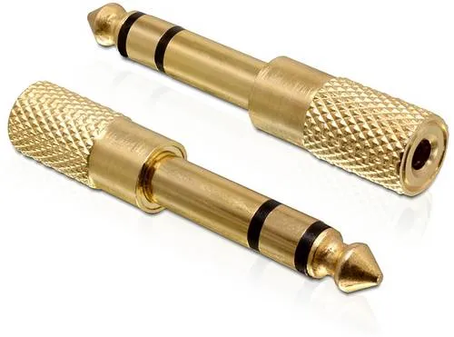 DELOCK Adapter Audio Klinke 3,5mm Buchse > 6,35mm Stecker - Hochwertiger Metall-Gold Adapter, ideal für HiFi-Anwendungen und einfache Verbindung
