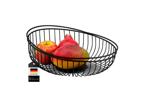 eluno Obstschale rund aus schwarzem Metall - Elegante Obstschale aus schwarzem Metall mit idealer Luftzirkulation. Perfekt für Obst, Gemüse oder Snacks. Multifunktional und stilvoll, passt sie in jede Küche oder Wohnzimmer.