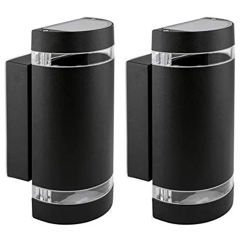 SSC-LUXon 2er Set LED Wandleuchte up & down - Moderne Außenwandleuchte IP44 mit Up & Down Effekt, ausgestattet mit 2x 5W LED GU10 Leuchtmitteln für neutralweißes Licht, ideal für Garten und Terrasse.