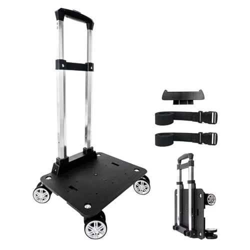 Rucksack-Trolley mit Rollen und Gepäckgurt – Faltbarer Aluminium-Trolley