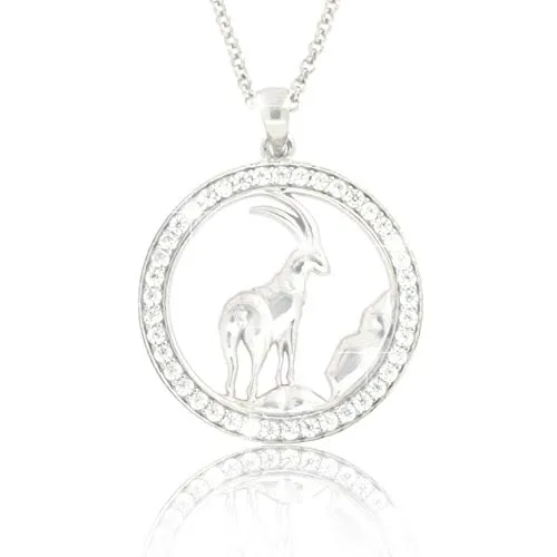 PAVELS Elegante Damen Halskette Sternzeichen STEINBOCK Kette aus echtem Silber 925 glänzende Zirkonia in AAA Qualität aus der Kollektion ECLIPSE inkl. Schmuckbox und Echtheits-Zertifikat