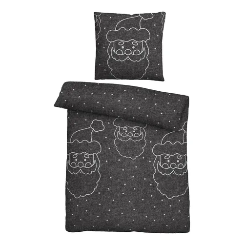 Biberna Bettwäsche Xmas, 2-teilig, kuschelig warm aus Flanell - Bettwäsche-Sets mit weicher Melange-Flanell-Qualität für gemütliche Weihnachtsnächte. Temperaturausgleichend, hautfreundlich und made in Germany.