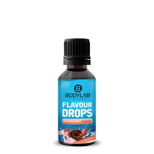 Bodylab24 Flavour Drops 30ml Erdbeer-Joghurt-Schokolade, Kalorienfreie, Zuckerfreie & Fettfreie Aroma-Tropfen, Flavdrops zum Süßen von Lebensmitteln, Geschmackstropfen ohne Künstliche Farbstoffe