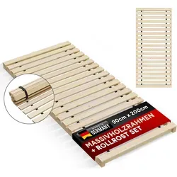 TUGA-Holztech Rollrost Auflagerahmen 90-220 cm - Lattenroste mit Premium Rollrost aus massivem Fichtenholz, inklusive Montageanleitung und Schrauben, ideal für Betten ohne Auflager.
