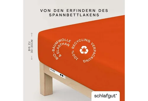 Schlafgut Spannbetttuch Pure Rot, 120-130x200-220 cm - Bettlaken in Rot, bügelfrei und hautsympathisch, sorgt für perfekten Sitz und ganzjährigen Komfort – ideal für allergikerfreundlichen Schlaf.