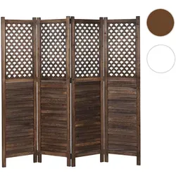 Paravent HWC-A84, Raumteiler mit Ornamenten 170x161cm - Braun - Eleganter Paravent in Fensterladenoptik, ideal als Sichtschutz oder Raumteiler. Aus leichtem Paulowniaholz, platzsparend klappbar und sofort einsatzbereit - perfekt für Wohnzimmer, Schlafzimmer oder Büro.