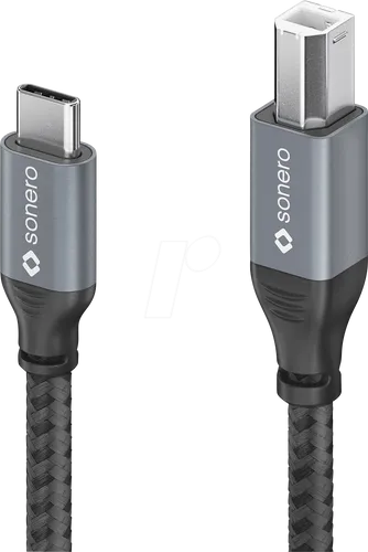 SON SPC-U020-010 - USB 2.0 Kabel, C Stecker auf B Stecker, Textil, 1,0 m
