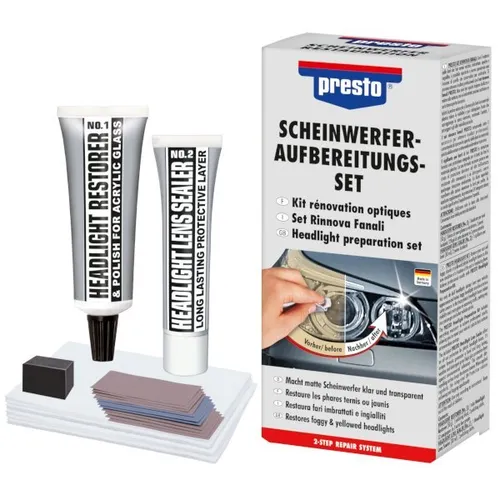 Produktbild Presto Set Scheinwerfer Aufbereitungs Klarsicht Politur Reparatur Kit 365171