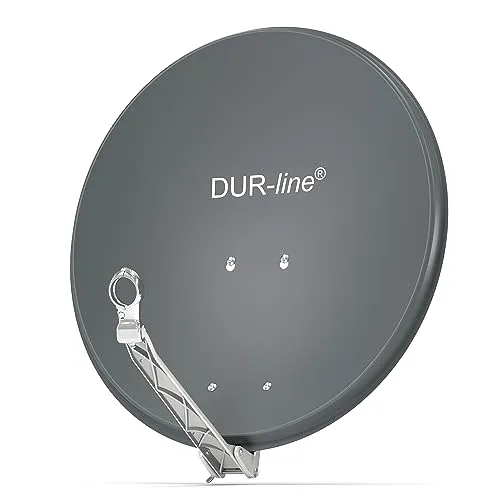 DUR-line Select 60cm x 65cm Alu Satelliten-Schüssel Anthrazit - Hochwertige SAT-Antenne mit ausgezeichnetem Empfang und langlebigem Aluminium-Design. Bereits vormontiert, ideal für sturmfeste TV-Empfangslösungen!