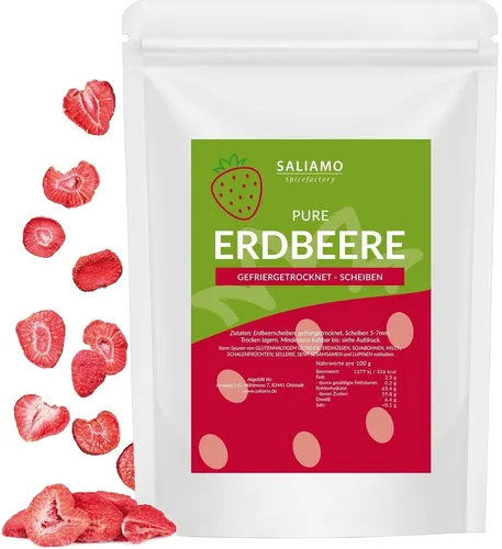 Saliamo | 100g gefriergetrocknete Erdbeeren - Scheiben - Erdbeeren getrocknet