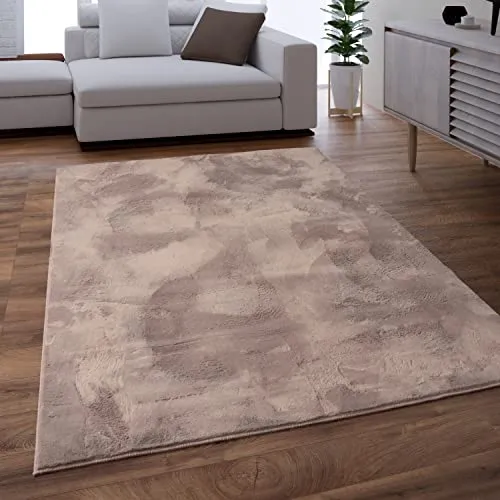 Paco Home Hochflorteppich Rund 120x120 cm, Taupe - Strapazierfähiger Hochflorteppich aus 100% Polyester, flauschig weich und pflegeleicht, ideal für Fußbodenheizung – verwöhnt Ihre Füße in jedem Raum!