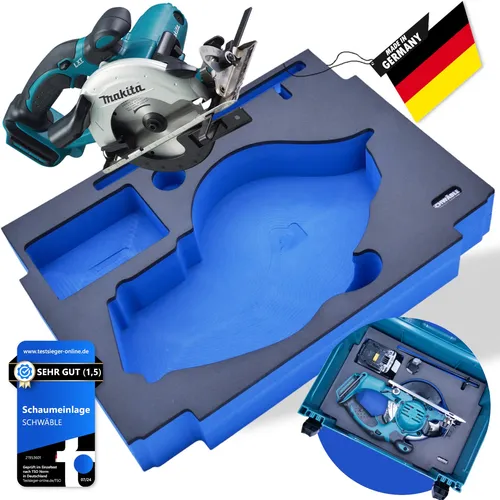 SCHWÄBLE® Schaumeinlage für Makita DSS501 - Werkzeugkoffer mit hitzebehandelter Schaumstoffeinlage, exakt passgenau und öl- sowie feuchtigkeitsresistent – ideal für sicheren Transport Ihrer Makita Akku-Handkreissäge.