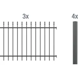 Alberts Zierzaun Chaussee - Komplettset 100 cm, 6 m, anthrazit - Gartenzäune aus langlebigem Aluminium mit viktorianischem Design. Ideal zum Einbetonieren, korrosionsbeständig und elegant für Ihren Außenbereich.