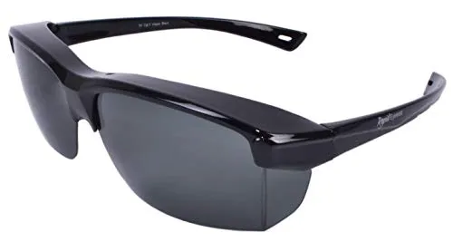 Rapid Eyewear ‘Vogue’ Schwarz SONNENÜBERBRILLE für Herren und Damen. Polarisiert Überbrille: Über Breite Gläser bis 140mm Passen. Benutzen als Sportbrille, Autobrille, Fahrradbrille etc.