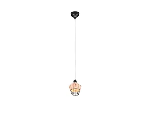 LED Pendelleuchte Modern schwarz Rattan Ø 18cm