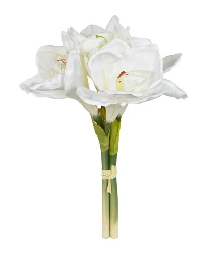 Kunstblume Amaryllisbund 35cm GA Kunstpflanzen künstliche Blumen Ritterstern Amaryllis, Seidenblumen Roß, Farbe: Weiß