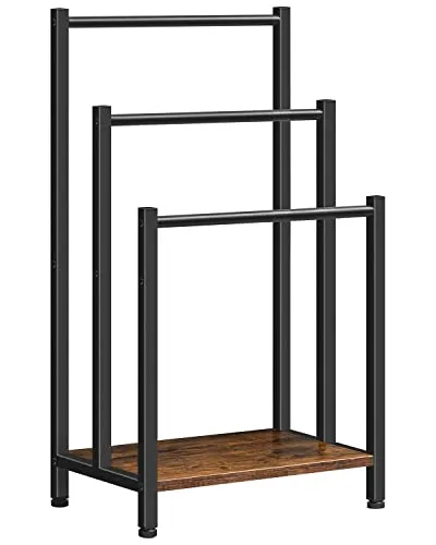 HOOBRO Handtuchständer EBF03LB01 - Platzsparender Handtuchhalter im industriellen Stil mit 3 stabilen Stangen, ideal für Badezimmer, Wohnzimmer oder Küche, sorgt für optimale Luftzirkulation und hält Handtücher effizient trocken.