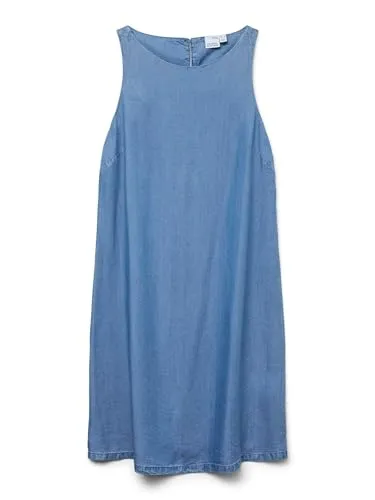 Vero Moda Maxikleid VMFLEUR SL SHORT TENCEL DRESS GA - Medium Blue Denim - Kleider: Modisches Maxikleid aus 100% Lyocell, pflegeleicht und ideal für einen lässigen Look im Alltag.