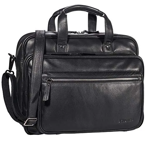 STILORD Herren-Businesstasche 'Walt' aus Leder schwarz - Aktentaschen – Stilvolle 15,6 Zoll Laptoptasche aus echtem Rindsleder mit Vintage-Design für einen souveränen Auftritt im Berufsalltag.
