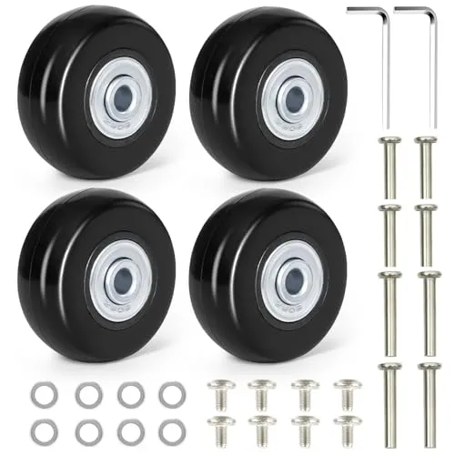 Ersatzräder für Gepäckkoffer – 4 Gummi-Lenkrollen 50mm x 18mm