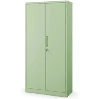 Domator Metallschrank 185 x 90 x 45 cm | Abschließbarer Aktenschrank in Pastellgrün - Aufbewahrungsschrank mit robuster Stahlblechkonstruktion, ideal für Umkleideräume und Werkstätten. Ausgestattet mit Kleiderstange und Sicherheitszylinderschloss für maximale Sicherheit und Ordnung.