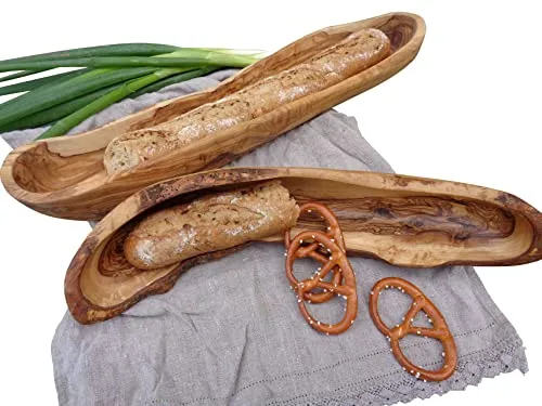 D.O.M. Brotschale rustikal aus Olivenholz in verschiedenen Längen (35-39 cm)