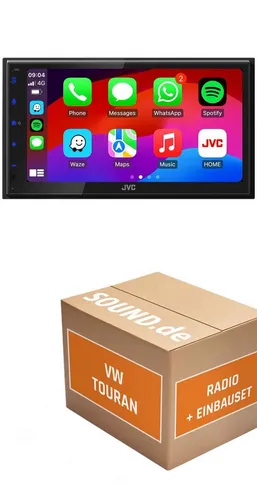 JUST SOUND JVC KW-M695DBW Einbauset für VW Touran I - Komplettes 2-DIN Autoradio Einbauset mit JVC KW-M695DBW für VW Touran I (2003-2015). Genießen Sie Wireless Apple CarPlay & Android Auto ohne aufwendige Installation.