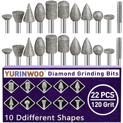 Stück Diamant Fräser Set, Körnung 120 Diamant Frässtifte Schleifstifte Kompatibel mit Dremel Rotary Tool mit 1/8