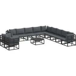 vidaXL Gartensofa-Set mit Kissen 12-teilig Schwarz Aluminium - Verwandle deinen Außenbereich mit diesem eleganten Garten-Sofa-Set. Der leichte Aluminiumrahmen und die bequemen Kissen sorgen für hohen Komfort und einfache Handhabung. Ideal für entspannte Stunden im Freien.