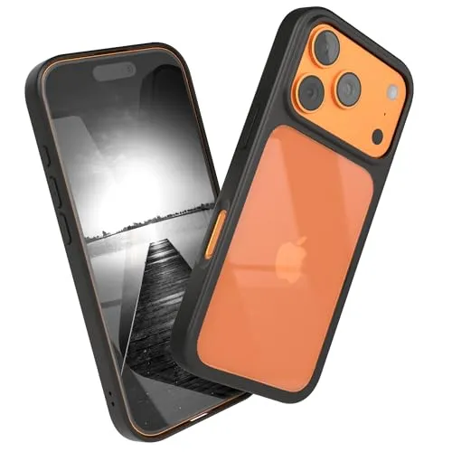 EAZY CASE Clear Hybrid Bumper Hülle kompatibel mit iPhone 17 Pro, Handyhülle mit Ultra Aufprallschutz, Stoßfest und Kratzfest, dünne Schutzhülle mit Kameraschutz, Handy Case, Schwarz
