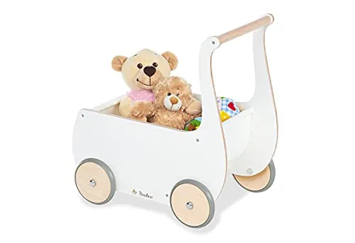 Pinolino Puppenwagen Mette aus Holz in Weiß - Der Pinolino Puppenwagen Mette aus Holz in Weiß bietet Platz für Puppen und Spielzeug. Ideal als Lauflernhilfe für Kinder von 1 bis 6 Jahren. Optionales Bettzeug erhältlich.