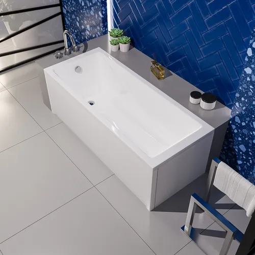 ECOLAM Badewanne Wave 160x80 cm | Komplett-Set mit Schürze und Ablaufgarnitur