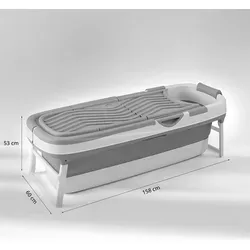 FlinQ faltbare Badewanne – mobiles Sitzbad für Erwachsene und Kinder – 121 cm – Grau