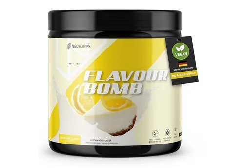 Neosupps Geschmackspulver, Lemon Cheesecake 250g, Kalorienarm & zuckerreduziert Pulver, 250 g, einsetzbar für Lebensmittel & Getränke, geprüfte Qualität